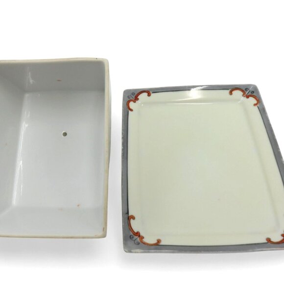 NORITAKE Butter Dish Floral Ceramic Hand-Painted Set Japan Vintage - Picture 8 of 13